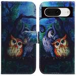 For Google Pixel 8 Coloured Drawing Flip Leather Phone Case(Oil Painting Owl)