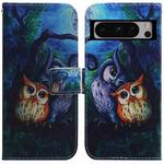 For Google Pixel 8 Pro Coloured Drawing Flip Leather Phone Case(Oil Painting Owl)