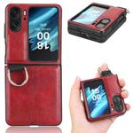 For OPPO Find N2 Flip Vintage Texture Ring Phone Case(Red)