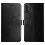 For Motorola Moto G Power 2023 HT01 Y-shaped Pattern Flip Leather Phone Case(Black)