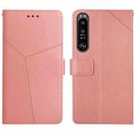For Sony Xperia 1 V HT01 Y-shaped Pattern Flip Leather Phone Case(Pink)