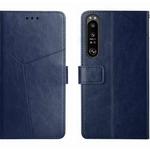 For Sony Xperia 1 V HT01 Y-shaped Pattern Flip Leather Phone Case(Blue)