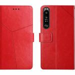 For Sony Xperia 1 V HT01 Y-shaped Pattern Flip Leather Phone Case(Red)