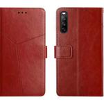 For Sony Xperia 10 V HT01 Y-shaped Pattern Flip Leather Phone Case(Brown)