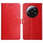 For Xiaomi 13 Ultra HT01 Y-shaped Pattern Flip Leather Phone Case(Red)