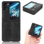 For OPPO Find N2 Flip Crocodile Texture Phone Case(Black)