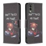 For Nokia C32 Colored Drawing Pattern Leather Phone Case(Bear)