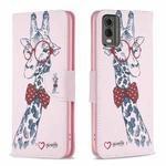 For Nokia C32 Colored Drawing Pattern Leather Phone Case(Giraffe)