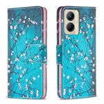 For Realme C33 Colored Drawing Pattern Leather Phone Case(Plum Blossom)