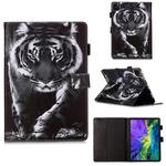 For iPad Pro 11 (2020) Plain Weave Texture Colored Drawing Horizontal Flip Leather Tablet Case, with Sleep / Wake-up Function & Holder & Card Slo & Wallet(Black White Tiger)