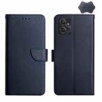 For Motorola Moto G Power 2023 Genuine Leather Fingerprint-proof Horizontal Flip Phone Case(Blue)