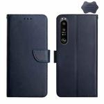 For Sony Xperia 1 V Genuine Leather Fingerprint-proof Horizontal Flip Phone Case(Blue)