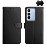 For vivo V27 Genuine Leather Fingerprint-proof Horizontal Flip Phone Case(Black)