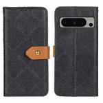 For Google Pixel 8 Pro European Floral Embossed Copper Buckle Leather Phone Case(Black)