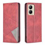 For Realme C33 Rhombus Texture Magnetic Leather Phone Case(Red)