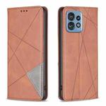 For Motorola Edge 40 Pro 5G / Moto X40 /X40 Pro Rhombus Texture Magnetic Leather Phone Case(Brown)