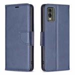 For Nokia C32 Lambskin Texture Pure Color Flip Leather Phone Case(Blue)