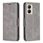 For Realme C33 Lambskin Texture Pure Color Flip Leather Phone Case(Grey)