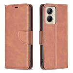 For Realme C33 Lambskin Texture Pure Color Flip Leather Phone Case(Brown)
