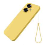 For Realme C55 Pure Color Liquid Silicone Shockproof Phone Case(Yellow)