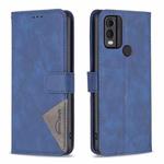 For Nokia C22 Magnetic Buckle Rhombus Texture Leather Phone Case(Blue)