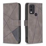 For Nokia C22 Magnetic Buckle Rhombus Texture Leather Phone Case(Grey)