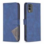 For Nokia C32 Magnetic Buckle Rhombus Texture Leather Phone Case(Blue)