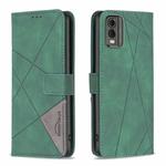 For Nokia C32 Magnetic Buckle Rhombus Texture Leather Phone Case(Green)