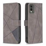 For Nokia C32 Magnetic Buckle Rhombus Texture Leather Phone Case(Grey)