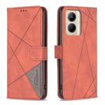 For Realme C33 Magnetic Buckle Rhombus Texture Leather Phone Case(Brown)