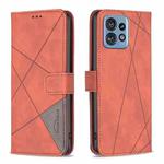 For Motorola Edge 40 Pro 5G / Moto X40 / X40 Pro Magnetic Buckle Rhombus Texture Leather Phone Case(Brown)