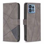 For Motorola Edge 40 Pro 5G / Moto X40 / X40 Pro Magnetic Buckle Rhombus Texture Leather Phone Case(Grey)