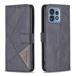 For Motorola Edge 40 Pro 5G / Moto X40 / X40 Pro Magnetic Buckle Rhombus Texture Leather Phone Case(Black)