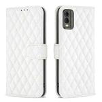 For Nokia C32 Diamond Lattice Wallet Flip Leather Phone Case(White)