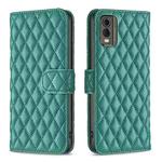 For Nokia C32 Diamond Lattice Wallet Flip Leather Phone Case(Green)