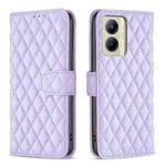 For Realme C33 Diamond Lattice Wallet Flip Leather Phone Case(Purple)