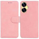 For Realme C55 Skin Feel Pure Color Flip Leather Phone Case(Pink)