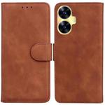 For Realme C55 Skin Feel Pure Color Flip Leather Phone Case(Brown)