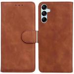 For Samsung Galaxy M14 Skin Feel Pure Color Flip Leather Phone Case(Brown)