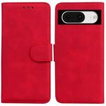 For Google Pixel 8 Skin Feel Pure Color Flip Leather Phone Case(Red)