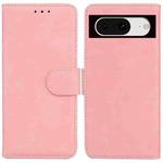 For Google Pixel 8 Skin Feel Pure Color Flip Leather Phone Case(Pink)