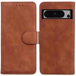For Google Pixel 8 Pro Skin Feel Pure Color Flip Leather Phone Case(Brown)
