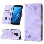 For Samsung Galaxy A8 / A5 2018 Skin-feel Embossed Leather Phone Case(Light Purple)