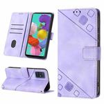 For Samsung Galaxy A51 / M40s Skin-feel Embossed Leather Phone Case(Light Purple)