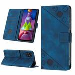 For Samsung Galaxy M51 Skin-feel Embossed Leather Phone Case(Blue)