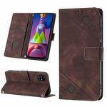 For Samsung Galaxy M51 Skin-feel Embossed Leather Phone Case(Brown)