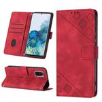 For Samsung Galaxy S20 Skin-feel Embossed Leather Phone Case(Red)