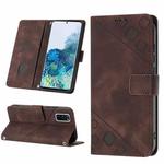 For Samsung Galaxy S20 Skin-feel Embossed Leather Phone Case(Brown)
