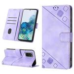 For Samsung Galaxy S20+ Skin-feel Embossed Leather Phone Case(Light Purple)