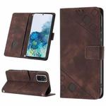 For Samsung Galaxy S20+ Skin-feel Embossed Leather Phone Case(Brown)